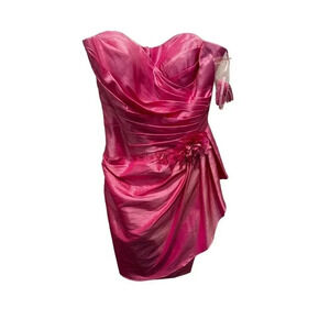 Bella Women's Pink Strapless Side Cinched Waist Formal Mini Dress Size 10
